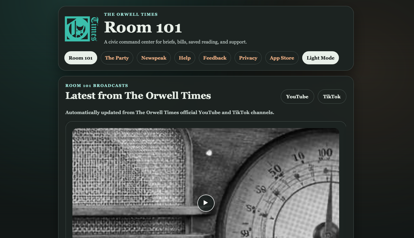 The Orwell Times Room 101 web preview